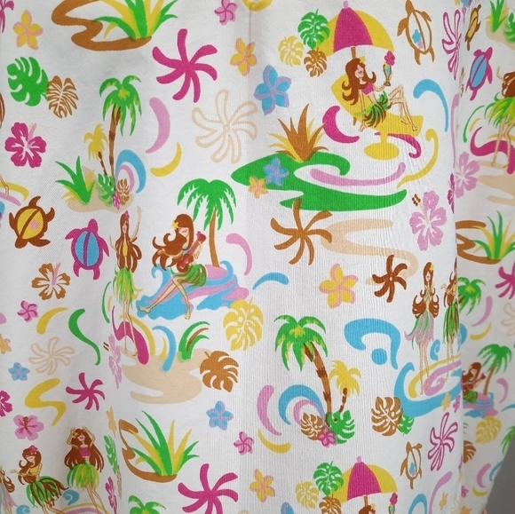 Uniforms Hawaii Medical Scrub Top Hula Girl Sea Turtles Light Pink Sz 2XL Unisex - Picture 5 of 8